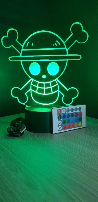 Lampe led 3D Embleme One Piece, manga, veilleuse, idée cadeau, dessin animé, déco, illusion