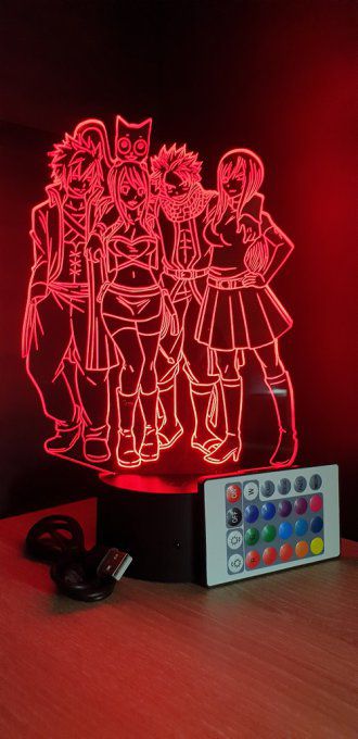 Lampe led 3D Equipe Fairy Tail, manga, veilleuse, idée cadeau, dessin animé, déco, illusion