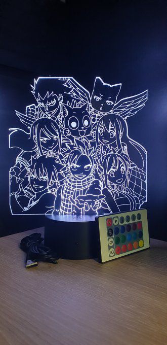 Lampe led 3D Equipe visage Fairy Tail, manga ,veilleuse, idée cadeau, dessin animé , déco, illusion