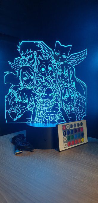 Lampe led 3D Equipe visage Fairy Tail, manga ,veilleuse, idée cadeau, dessin animé , déco, illusion
