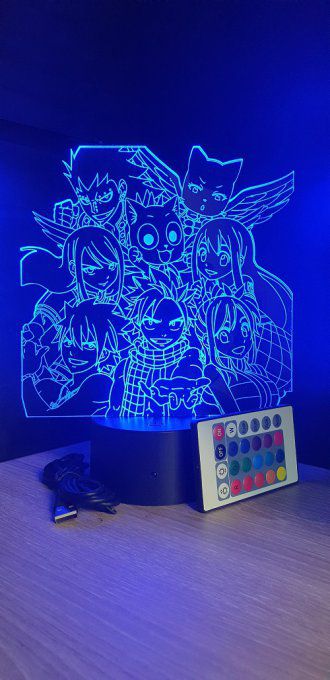 Lampe led 3D Equipe visage Fairy Tail, manga ,veilleuse, idée cadeau, dessin animé , déco, illusion