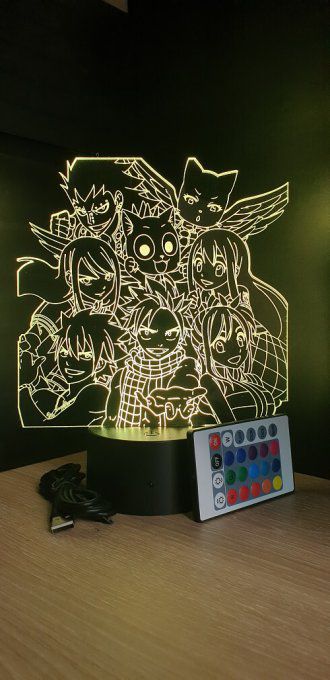 Lampe led 3D Equipe visage Fairy Tail, manga ,veilleuse, idée cadeau, dessin animé , déco, illusion