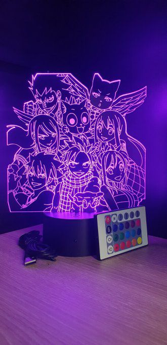 Lampe led 3D Equipe visage Fairy Tail, manga ,veilleuse, idée cadeau, dessin animé , déco, illusion
