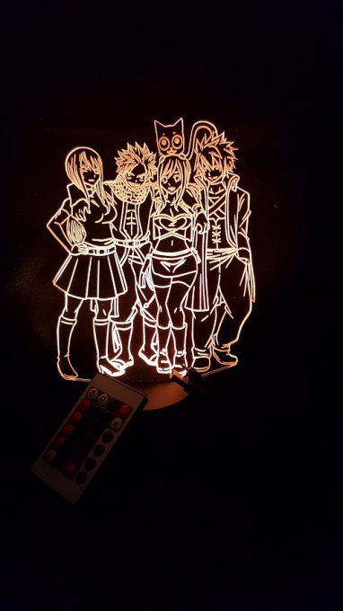 Lampe led 3D Equipe Fairy Tail, manga, veilleuse, déco, illusion