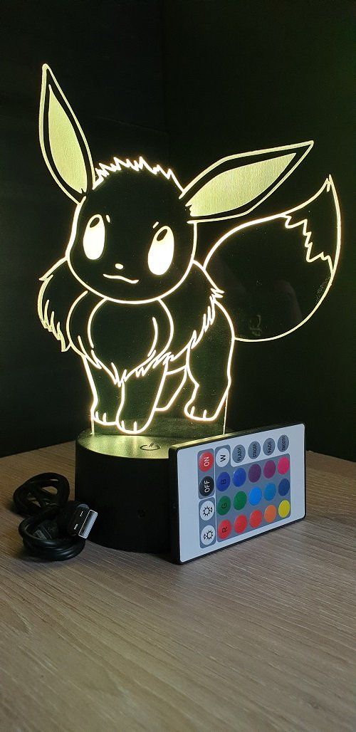Lampe led 3D Evoli, Pokemon, dessin animé, veilleuse, chevet
