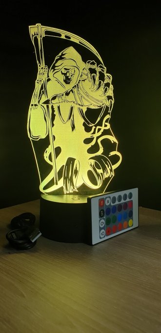 Lampe led 3D Faucheuse, veilleuse, chevet, néon, idée cadeau, déco, illusion, bureau, lumière