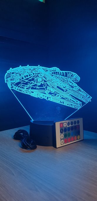 Lampe led 3D Faucon Millenium, Star Wars, film, veilleuse, déco