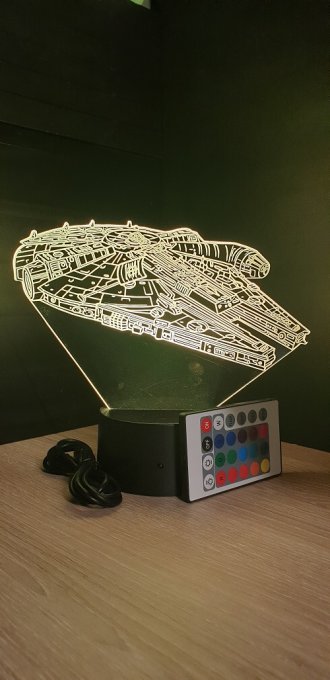 Lampe led 3D Faucon Millenium, Star Wars, film, veilleuse, déco