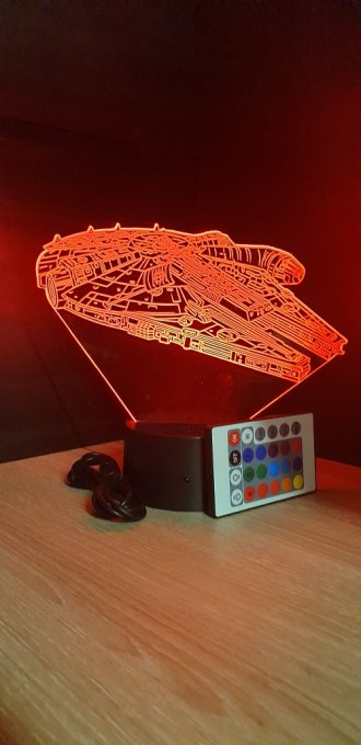 Lampe led 3D Faucon Millenium, Star Wars, film, veilleuse, déco