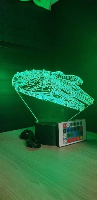 Lampe led 3D Faucon Millenium, Star Wars, film, veilleuse, déco