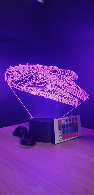 Lampe led 3D Faucon Millenium, Star Wars, film, veilleuse, déco