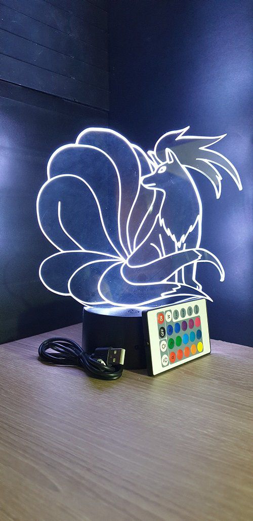 Lampe led 3D Feunard, Pokemon, dessin animé, veilleuse, cadeau original, personnalisable