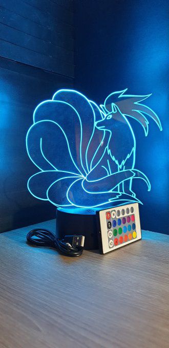 Lampe led 3D Feunard, Pokemon, dessin animé, veilleuse, cadeau original, personnalisable