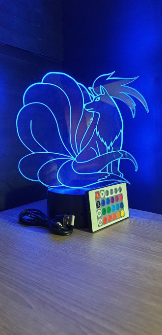 Lampe led 3D Feunard, Pokemon, dessin animé, veilleuse, cadeau original, personnalisable