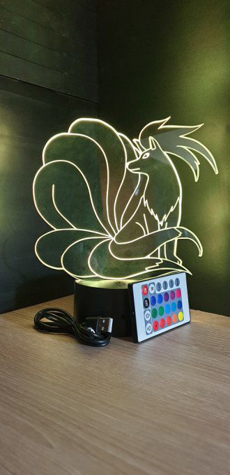 Lampe led 3D Feunard, Pokemon, dessin animé, veilleuse, cadeau original, personnalisable