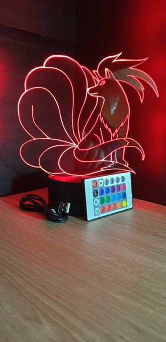 Lampe led 3D Feunard, Pokemon, dessin animé, veilleuse, cadeau original, personnalisable