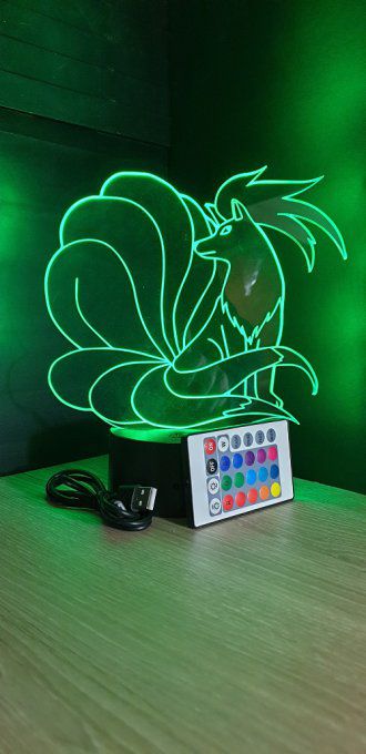 Lampe led 3D Feunard, Pokemon, dessin animé, veilleuse, cadeau original, personnalisable