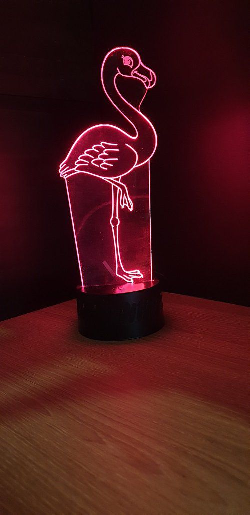 Lampe led 3D Flamand rose, idée cadeau, chevet, veilleuse, déco, personnalisable