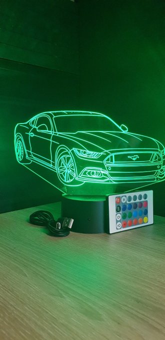 Lampe led 3D Ford Mustang, voiture ,veilleuse, chevet, néon, luminaire