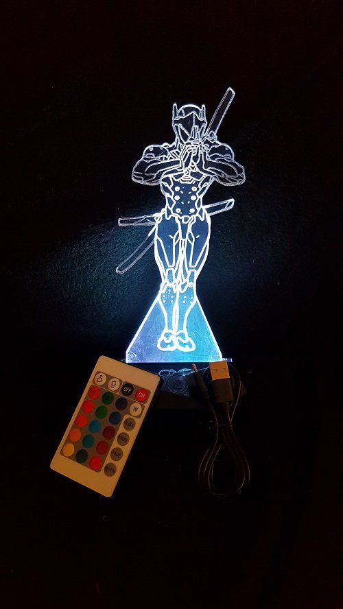 Lampe led 3D Genji Overwatch, console, jeux vidéo, veilleuse, illusion, personnalisable, chevet