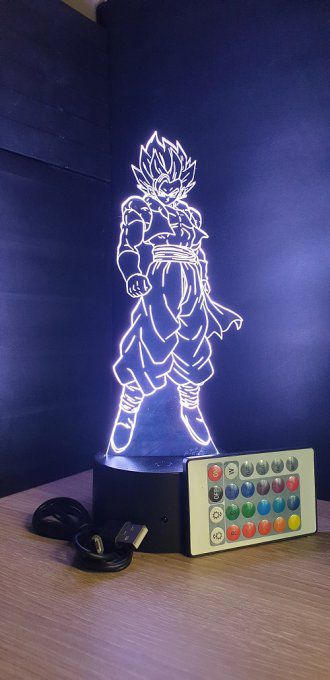 Lampe led 3D Gogeta blue, Dragon Ball, manga, veilleuse, idée cadeau, dessin animé, déco, illusion