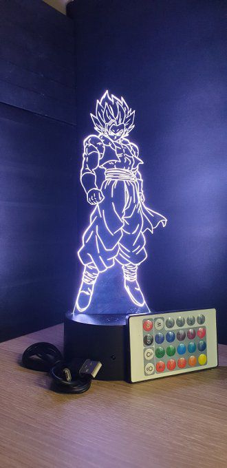 Lampe led 3D Gogeta blue, Dragon Ball, veilleuse, déco, illusion