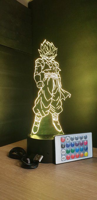 Lampe led 3D Gogeta blue, Dragon Ball, manga, veilleuse, idée cadeau, dessin animé, déco, illusion