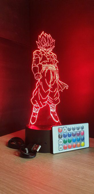 Lampe led 3D Gogeta blue, Dragon Ball, manga, veilleuse, idée cadeau, dessin animé, déco, illusion