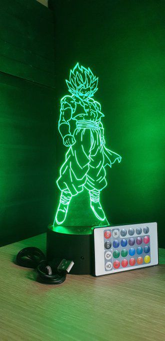 Lampe led 3D Gogeta blue, Dragon Ball, manga, veilleuse, idée cadeau, dessin animé, déco, illusion