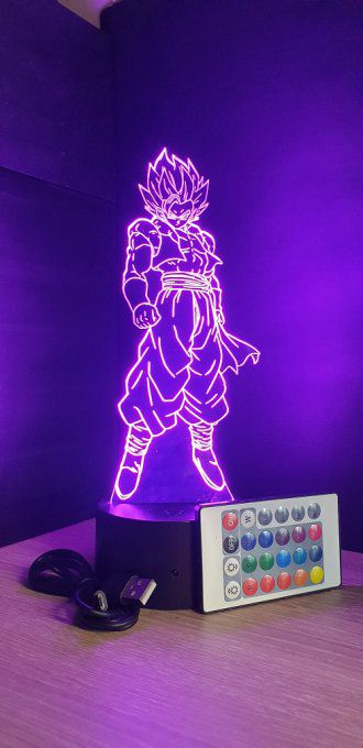Lampe led 3D Gogeta blue, Dragon Ball, manga, veilleuse, idée cadeau, dessin animé, déco, illusion