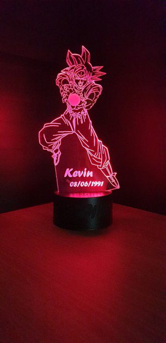 Lampe led 3d Goku SSJ God, manga, veilleuse, dessin animé, déco, illusion, chevet, lumière