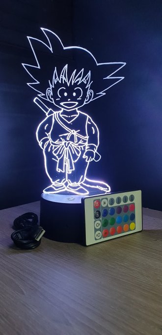 Lampe led 3d Kid Goku, manga, veilleuse, dessin animé, déco, illusion, chevet, ambiance, lumière