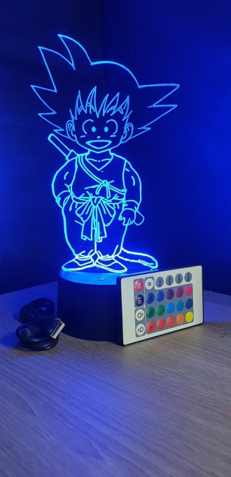 Lampe led 3d Kid Goku, manga, veilleuse, dessin animé, déco, illusion, chevet, ambiance, lumière