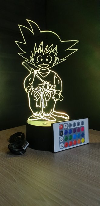 Lampe led 3d Kid Goku, manga, veilleuse, dessin animé, déco, illusion, chevet, ambiance, lumière