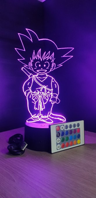 Lampe led 3d Kid Goku, manga, veilleuse, dessin animé, déco, illusion