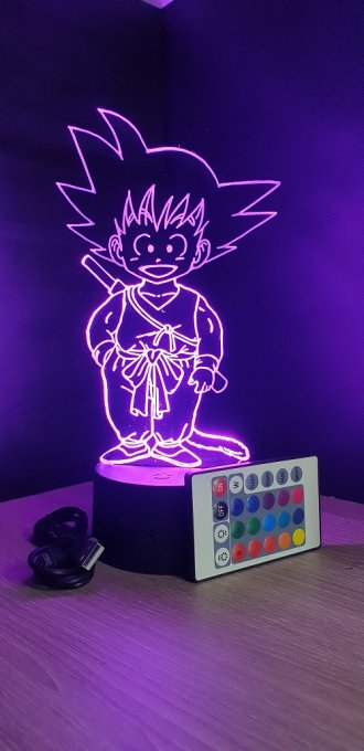 Lampe led 3d Kid Goku, manga, veilleuse, dessin animé, déco, illusion, chevet, ambiance, lumière