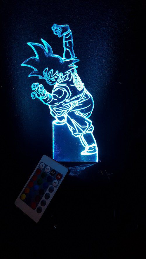 Lampe led 3d Goku, manga, veilleuse, dessin animé, déco, illusion, chevet, éclairage, lumière