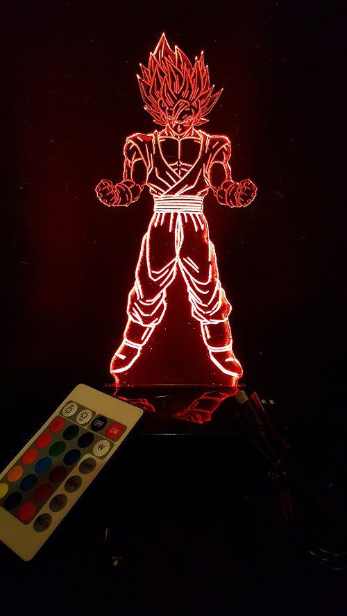 Lampe led 3d Goku Super Saiyan 2, manga, veilleuse, dessin animé, déco, illusion, chevet, lumière