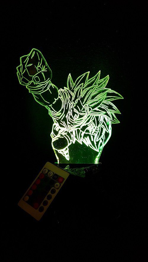 Lampe led 3d Goku Super Saiyan 3, manga, veilleuse, dessin animé, déco, illusion, chevet, lumière