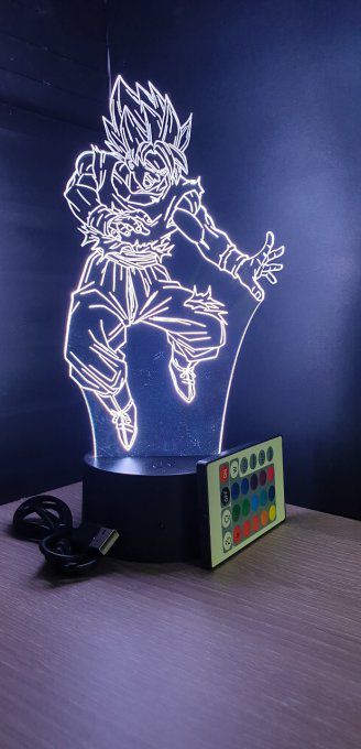 Lampe led 3d Goku SSJ, dragon ball Z, manga, veilleuse, dessin animé