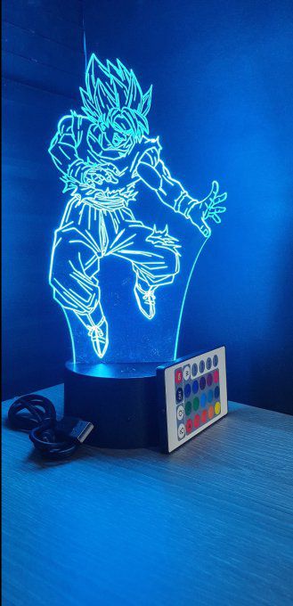 Lampe led 3d Goku SSJ, dragon ball Z, manga, veilleuse, dessin animé