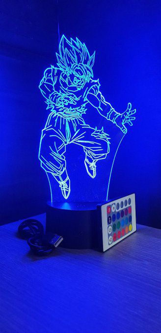 Lampe led 3D Goku SSJ, Dragon Ball, manga ,veilleuse, idée cadeau, dessin animé , déco, illusion