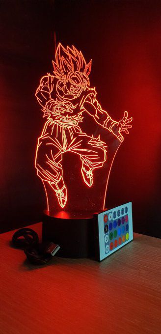 Lampe led 3D Goku SSJ, Dragon Ball, manga ,veilleuse, idée cadeau, dessin animé , déco, illusion