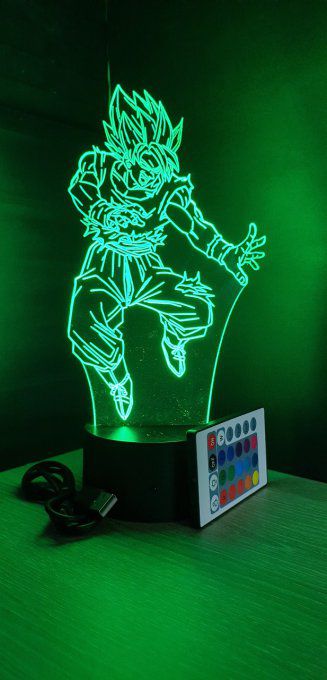 Lampe led 3D Goku SSJ, Dragon Ball, manga ,veilleuse, idée cadeau, dessin animé , déco, illusion