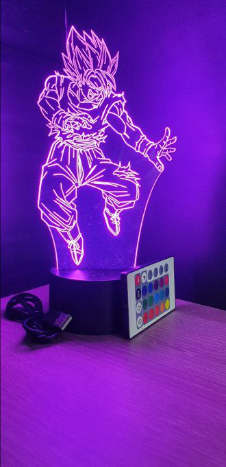 Lampe led 3D Goku SSJ, Dragon Ball, manga ,veilleuse, idée cadeau, dessin animé , déco, illusion