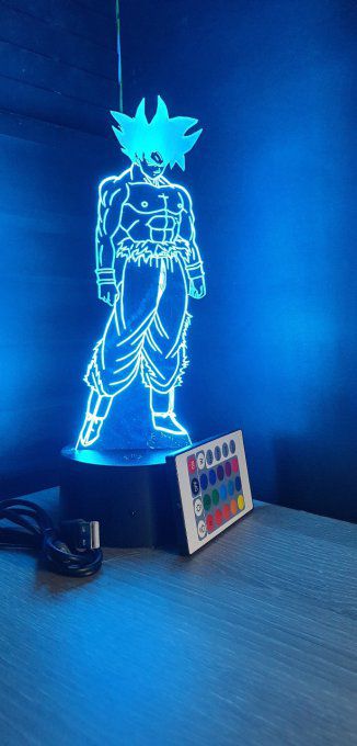 Lampe led 3d Goku Ultra Instinct, manga, veilleuse, dessin animé,  déco, illusion, chevet, lumière