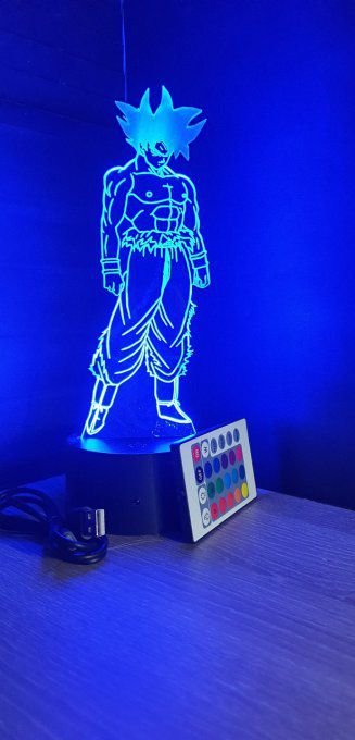 Lampe led 3d Goku Ultra Instinct, manga, veilleuse, dessin animé,  déco, illusion, chevet, lumière