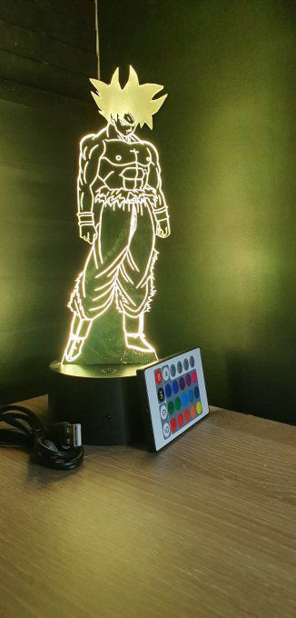 Lampe led 3d Goku Ultra Instinct, manga, veilleuse, dessin animé,  déco, illusion, chevet, lumière
