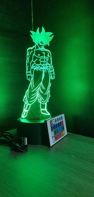 Lampe led 3d Goku Ultra Instinct, manga, veilleuse, dessin animé,  déco, illusion, chevet, lumière