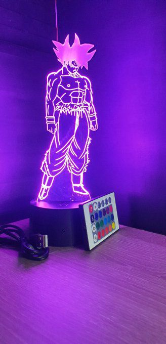 Lampe led 3d Goku Ultra Instinct, manga, veilleuse, dessin animé,  déco, illusion, chevet, lumière